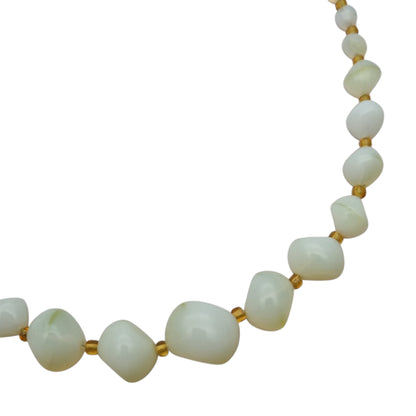 Vintage Opaline Glass Beaded Graduated Iridescent Necklace, Mid Century 1950s-1960s