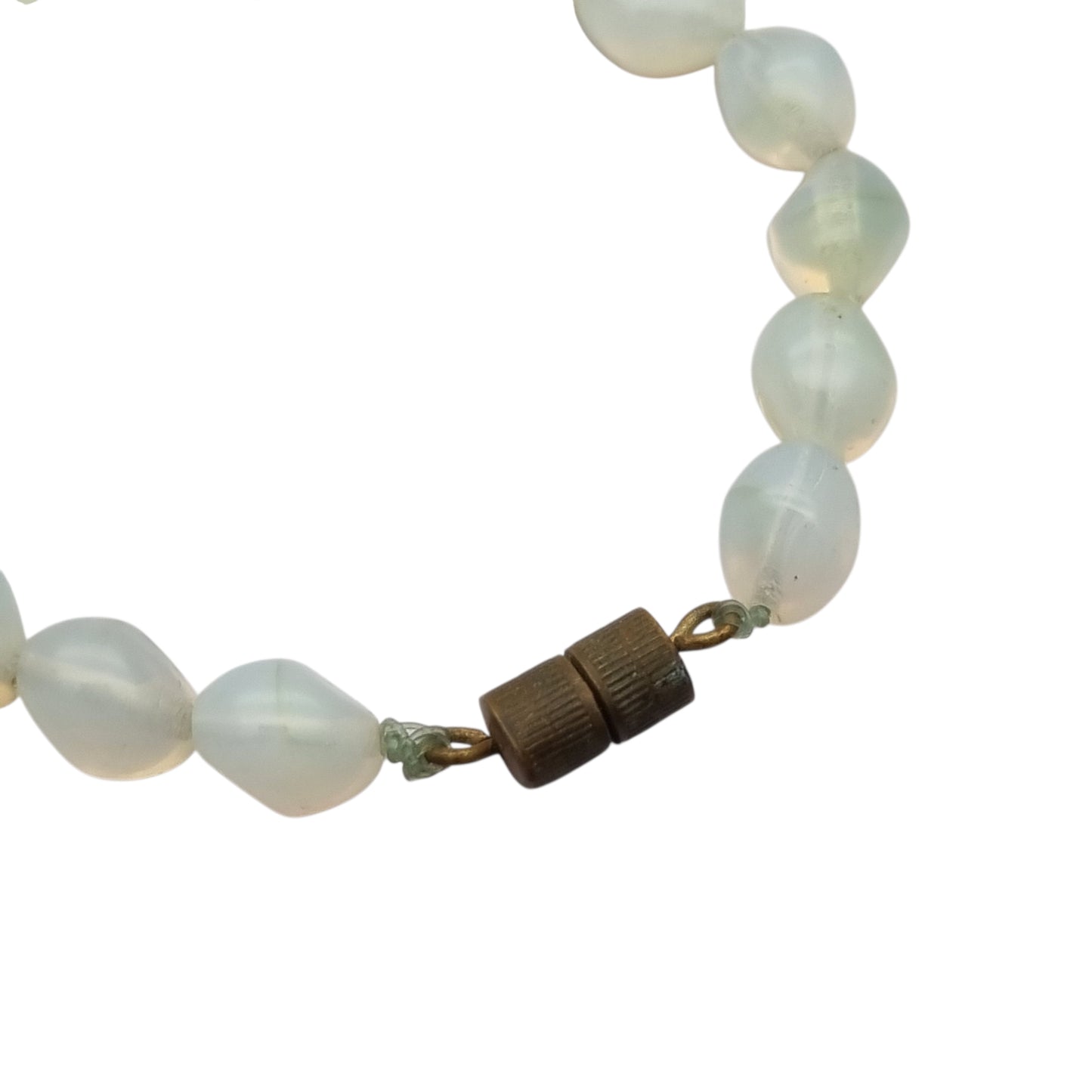 Vintage Opaline Glass Beaded Graduated Iridescent Necklace, Mid Century 1950s-1960s