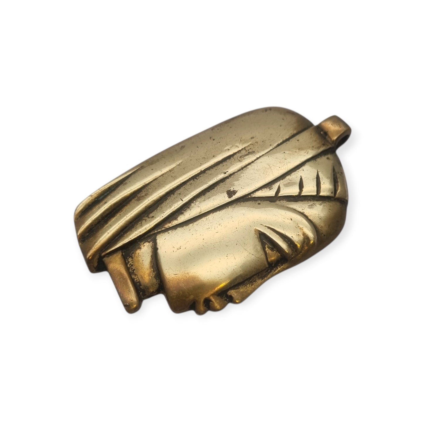 Large bronze sculptural pendant with a stylized female head, circa 1980-1990