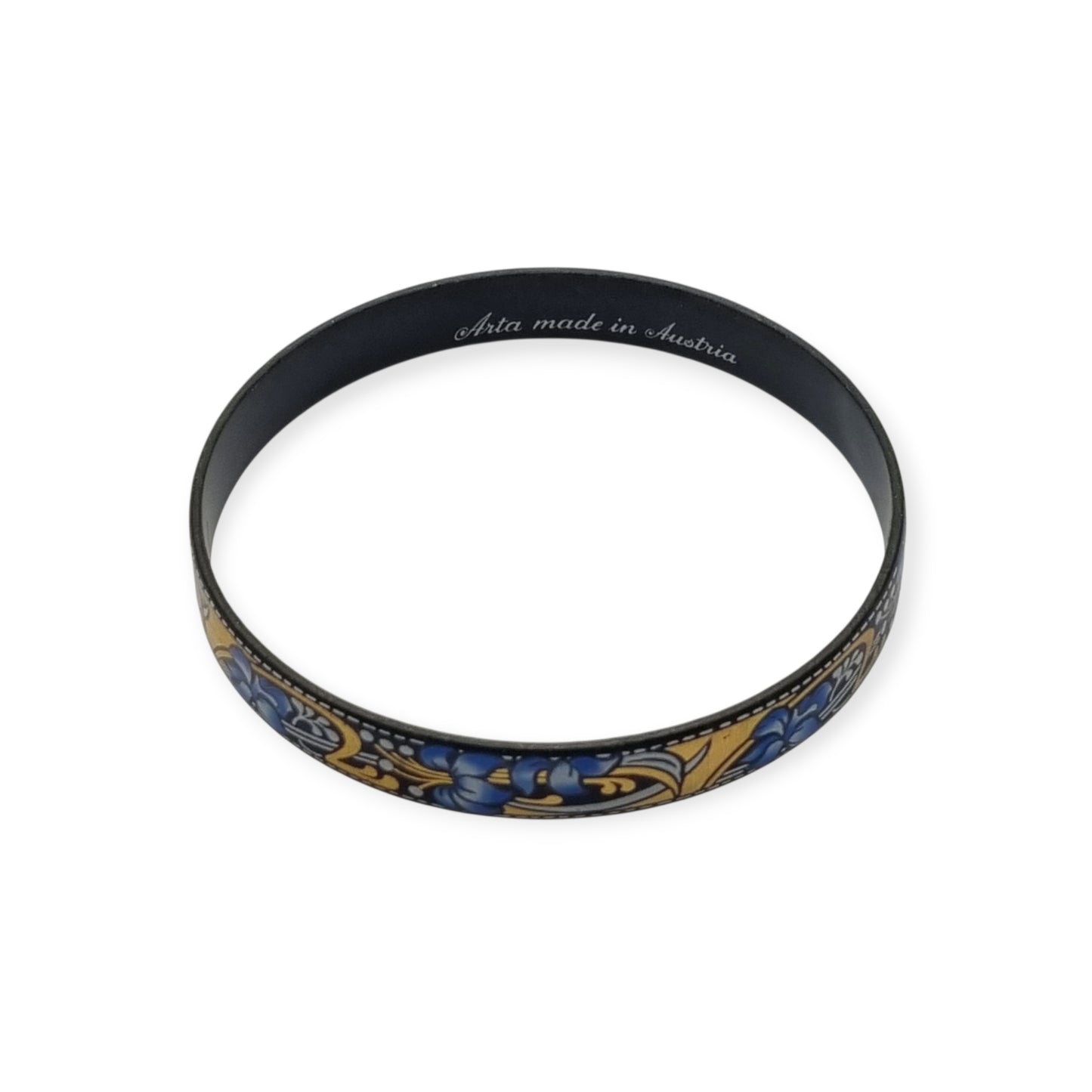Vintage Arta Austria Enameled Bracelet with Blue Flowers, Jugendstil Style, Circa 1980