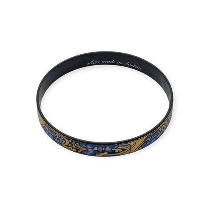 Vintage Arta Austria Enameled Bracelet with Blue Flowers, Jugendstil Style, Circa 1980