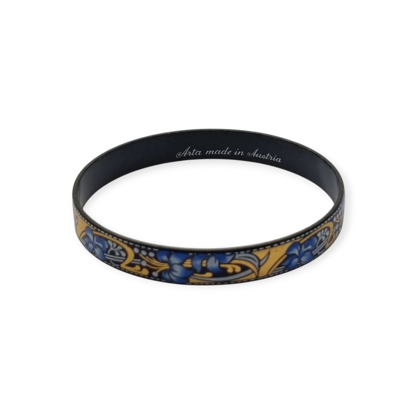 Vintage Arta Austria Enameled Bracelet with Blue Flowers, Jugendstil Style, Circa 1980