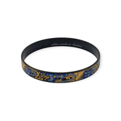 Vintage Arta Austria Enameled Bracelet with Blue Flowers, Jugendstil Style, Circa 1980