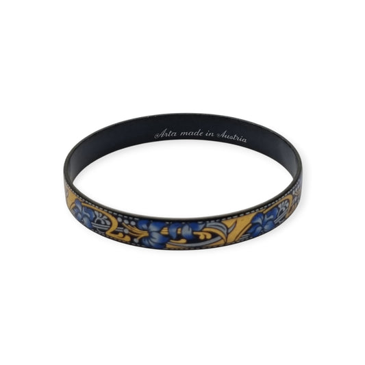 Vintage Arta Austria Enameled Bracelet with Blue Flowers, Jugendstil Style, Circa 1980