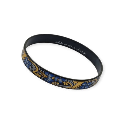Vintage Arta Austria Enameled Bracelet with Blue Flowers, Jugendstil Style, Circa 1980
