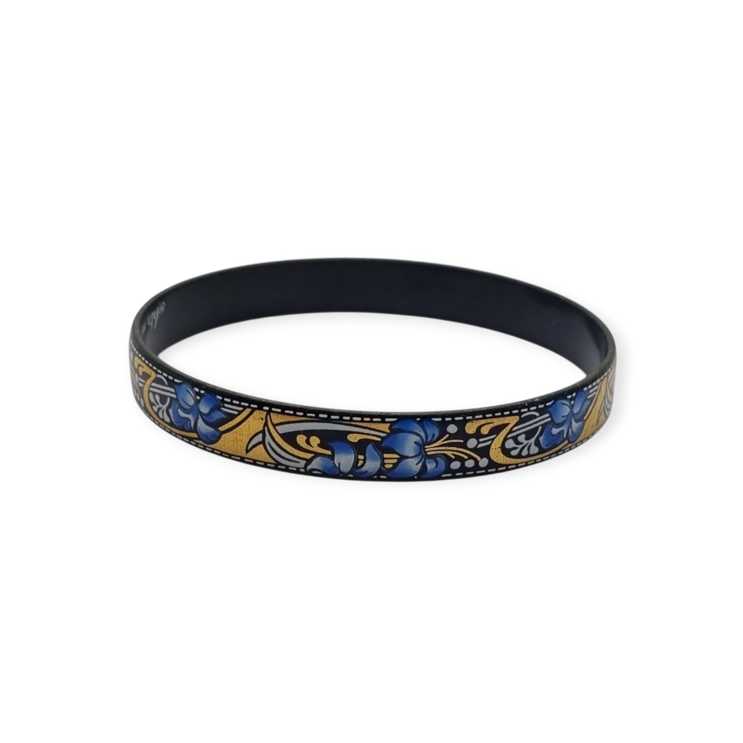 Vintage Arta Austria Enameled Bracelet with Blue Flowers, Jugendstil Style, Circa 1980