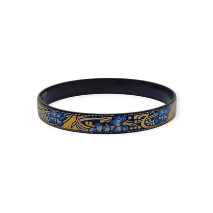 Vintage Arta Austria Enameled Bracelet with Blue Flowers, Jugendstil Style, Circa 1980