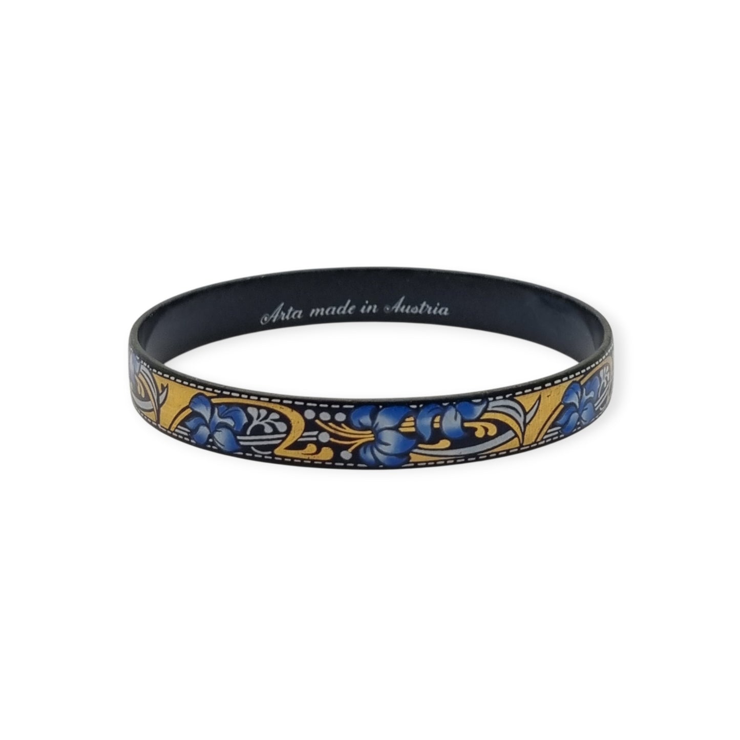Vintage Arta Austria Enameled Bracelet with Blue Flowers, Jugendstil Style, Circa 1980
