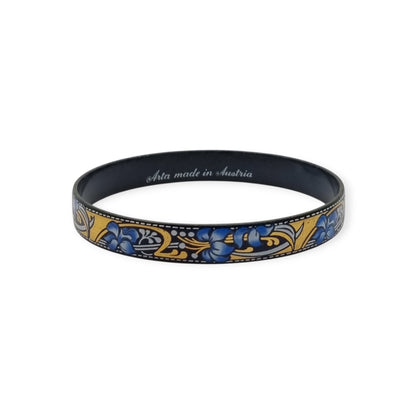 Vintage Arta Austria Enameled Bracelet with Blue Flowers, Jugendstil Style, Circa 1980