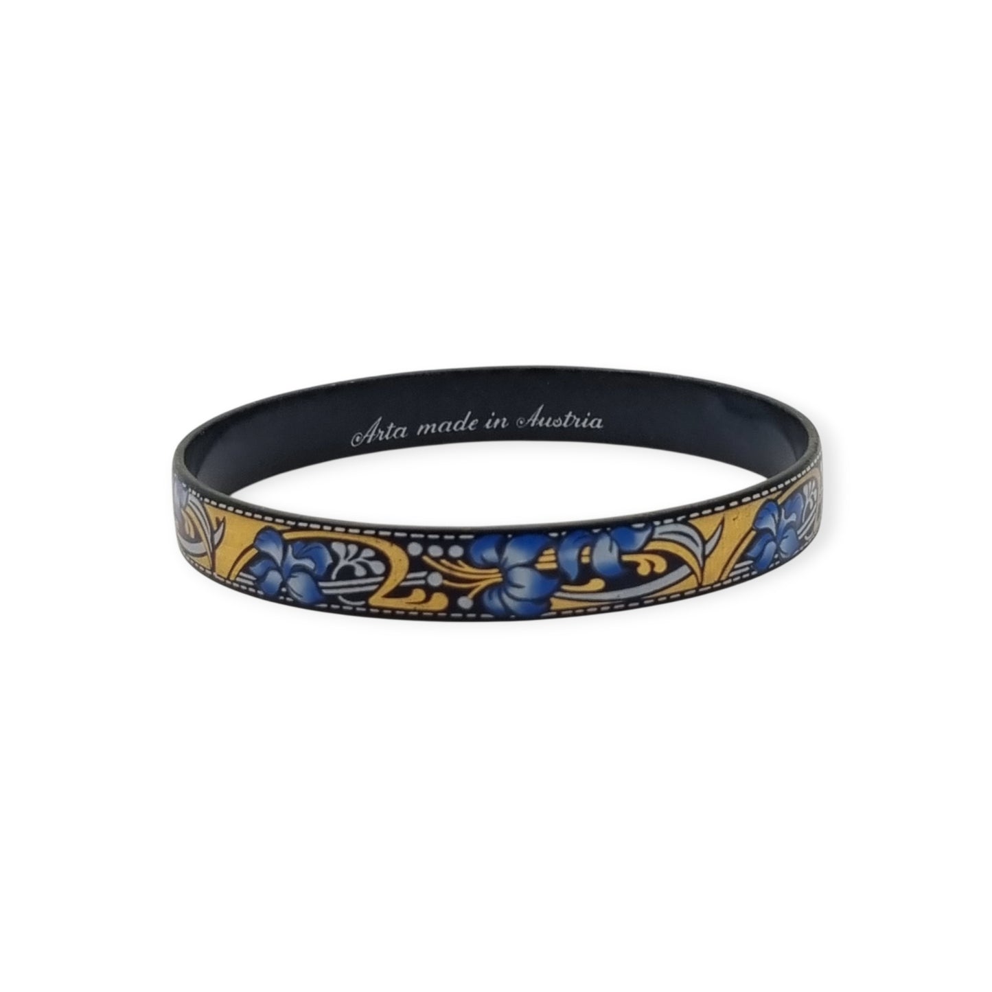 Vintage Arta Austria Enameled Bracelet with Blue Flowers, Jugendstil Style, Circa 1980