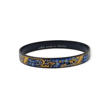 Vintage Arta Austria Enameled Bracelet with Blue Flowers, Jugendstil Style, Circa 1980