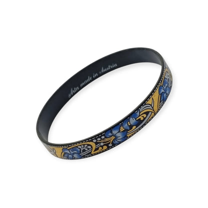 Vintage Arta Austria Enameled Bracelet with Blue Flowers, Jugendstil Style, Circa 1980