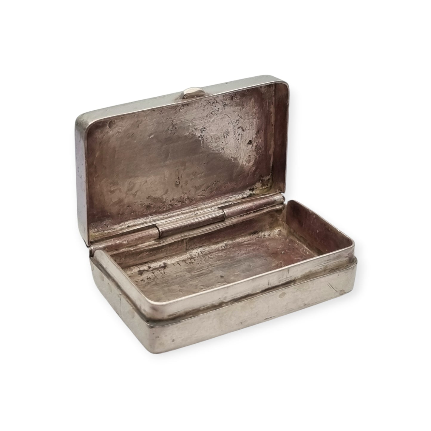 Caja rectangular antigua de plata grabada con decoración floral, Europa siglo XX