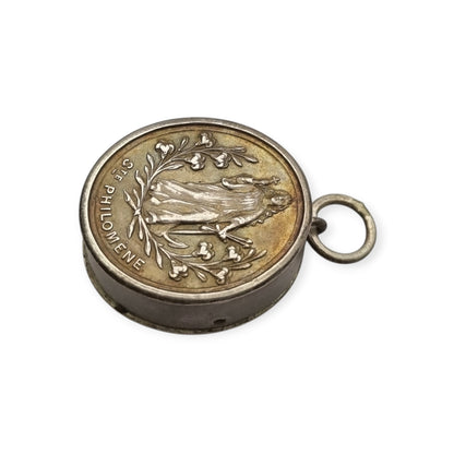 Antique Devotional Silver Reliquary of Saint Philomena with Original Sealed Relic circa 1900