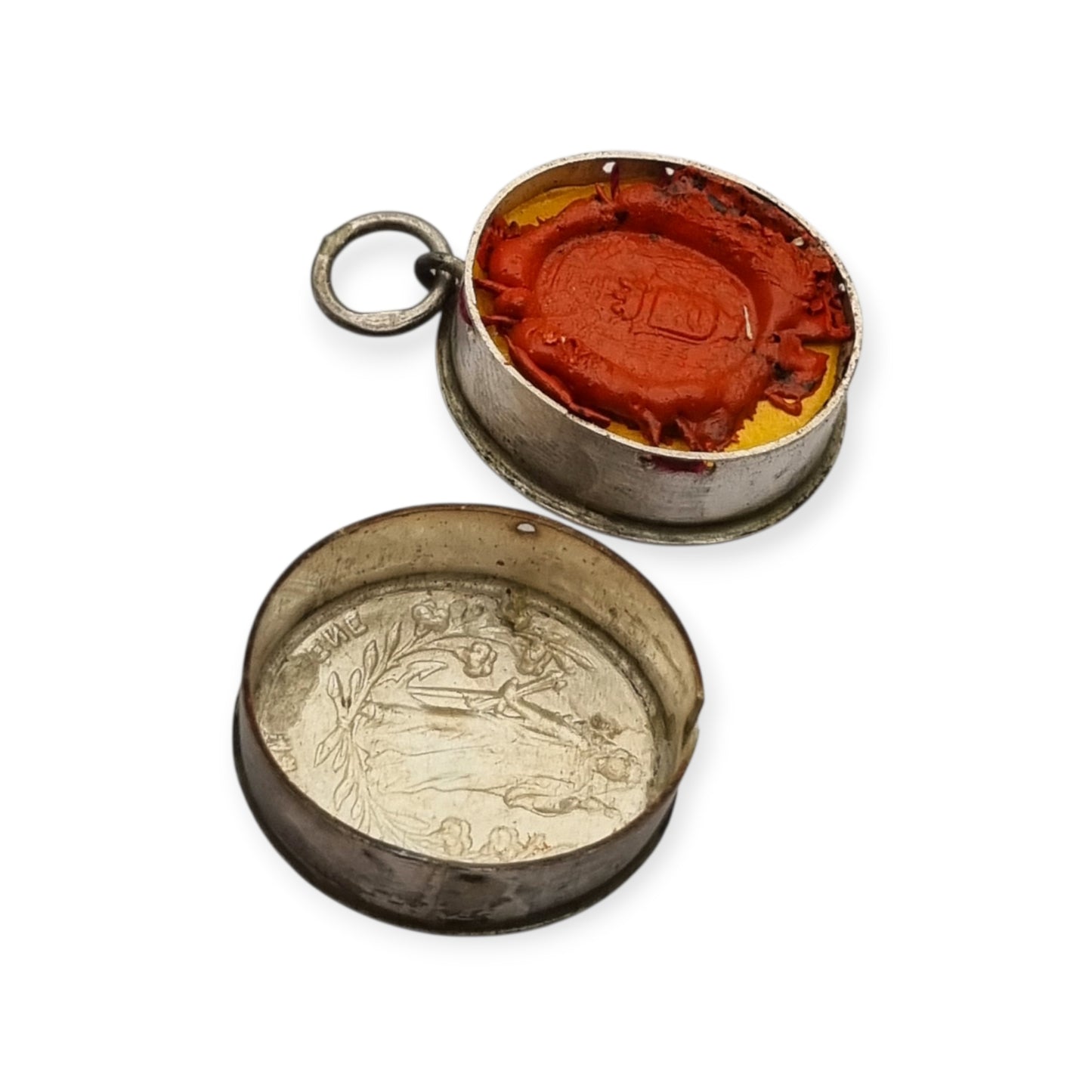 Antique Devotional Silver Reliquary of Saint Philomena with Original Sealed Relic circa 1900