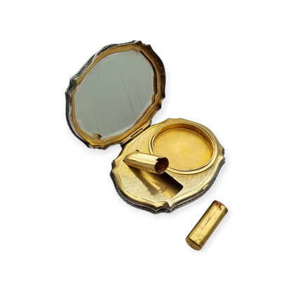 Polvera de plata 800 L&N italiana con espejo y porta labial, estuche de maquillaje Art Déco, circa 1930