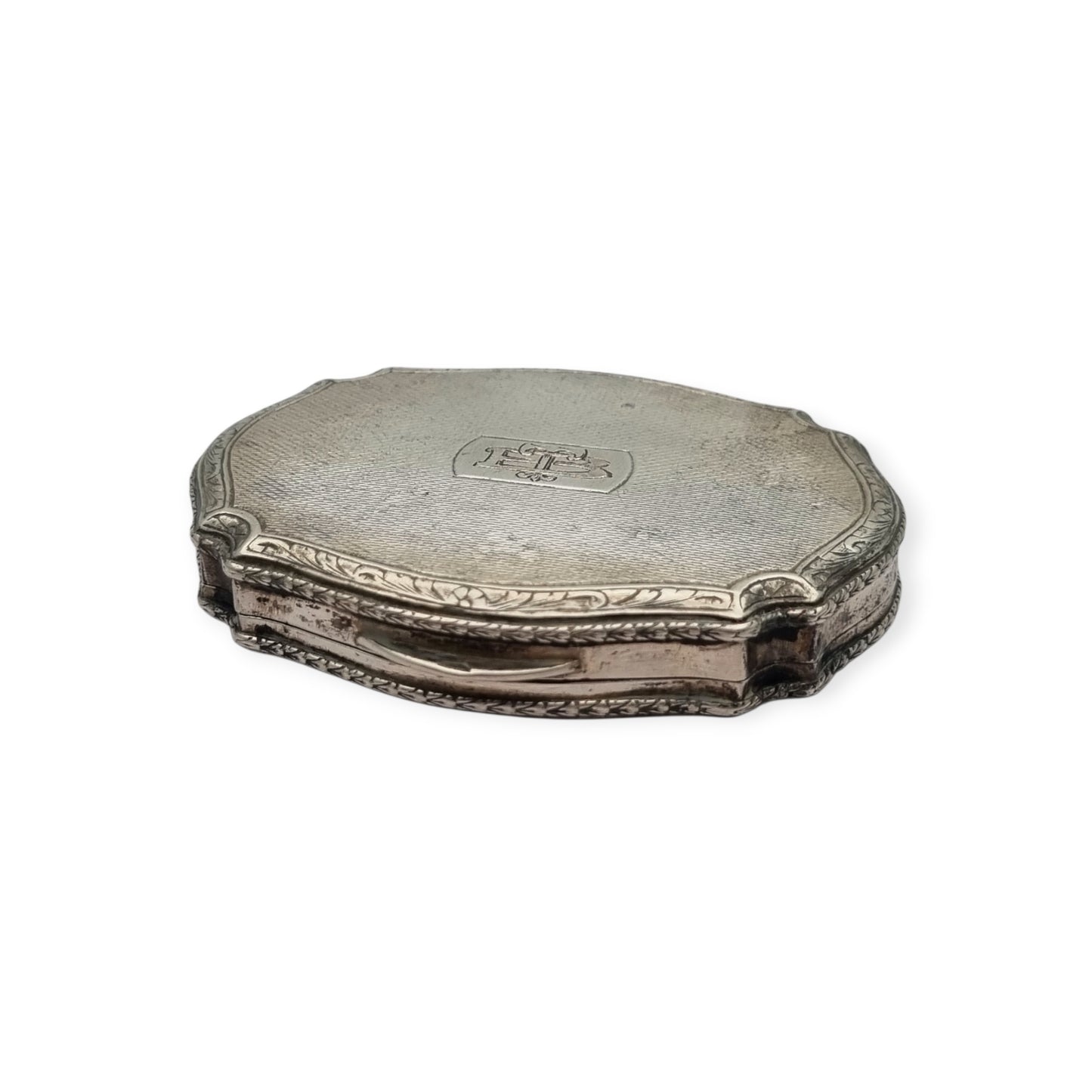 Polvera de plata 800 L&N italiana con espejo y porta labial, estuche de maquillaje Art Déco, circa 1930