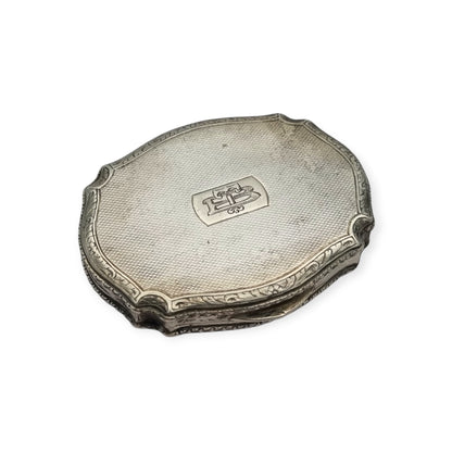 Polvera de plata 800 L&N italiana con espejo y porta labial, estuche de maquillaje Art Déco, circa 1930