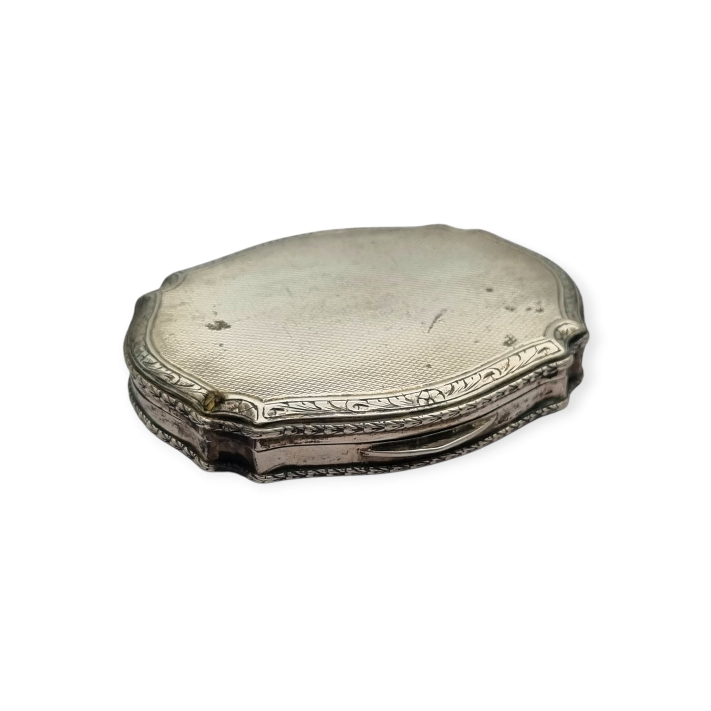 Polvera de plata 800 L&N italiana con espejo y porta labial, estuche de maquillaje Art Déco, circa 1930