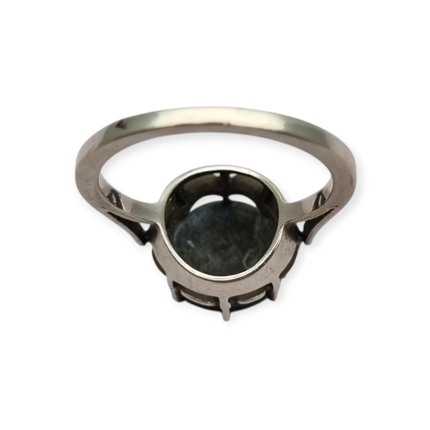 Anillo de plata con hematita facetada estilo cóctel vintage, circa 1980–2000