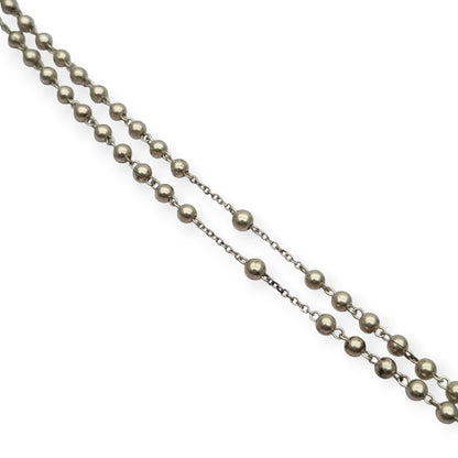 Rosario de plata 800 italiano con crucifijo, cuentas esféricas, joya religiosa vintage, circa 1960