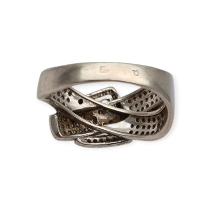 Anillo Vintage hebilla de plata de ley 925 con pavé de piedras estilo contemporáneo, siglo XX
