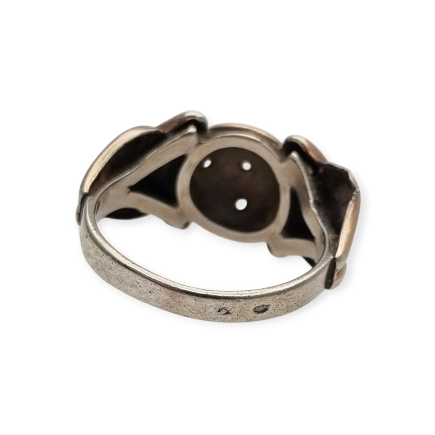 Anillo francés ORANOR bicolor plata y oro 18K estilo Art Déco tardío circa 1930-1940
