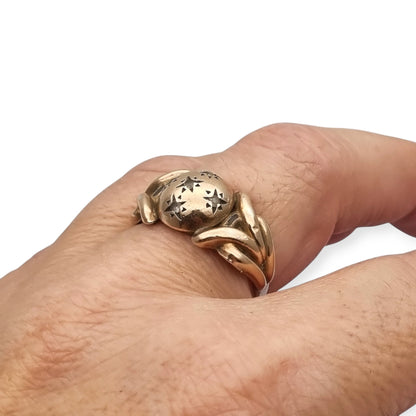 Anillo francés ORANOR bicolor plata y oro 18K estilo Art Déco tardío circa 1930-1940