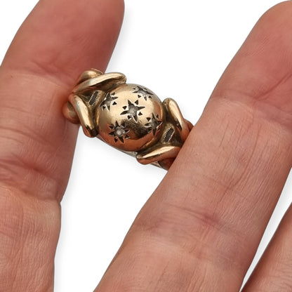 Anillo francés ORANOR bicolor plata y oro 18K estilo Art Déco tardío circa 1930-1940