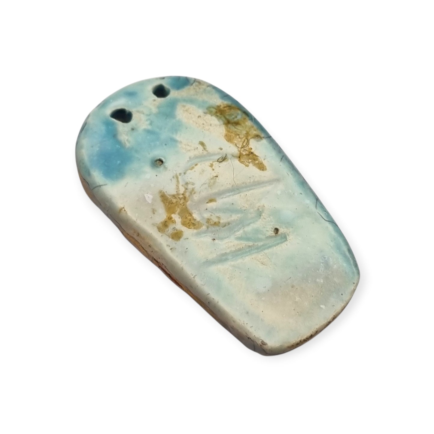 Handmade ceramic pendant with a Modernist Marian bust, enameled piece with golden highlights, European, 1960–1980s