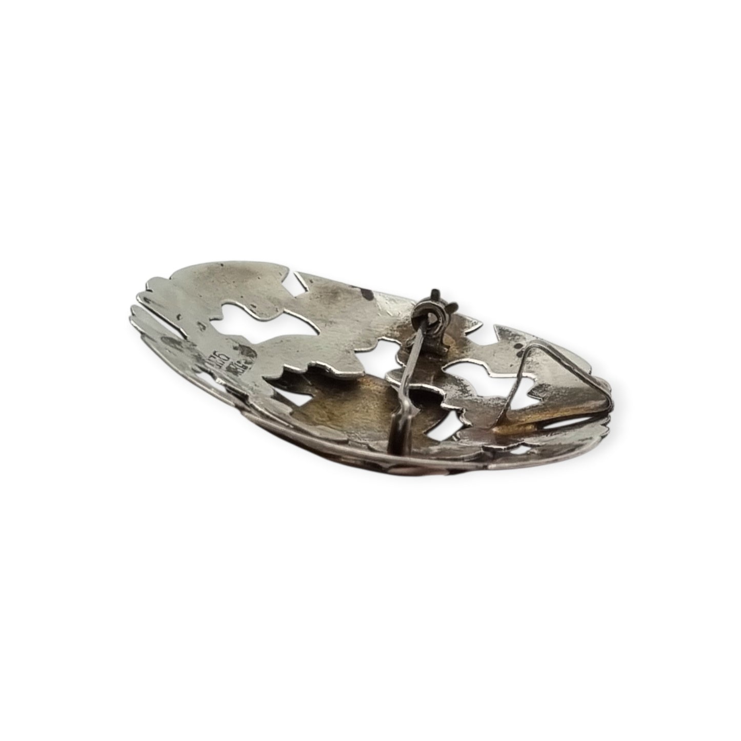 Peruvian 925 silver and 18K gold pendant brooch with pre-Columbian mask and turquoise cabochons, circa 1965–1975
