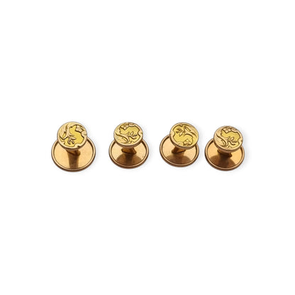 French Shirt Studs FIX Rolled Gold Art Nouveau Belle Époque Set of 4 c. 1900