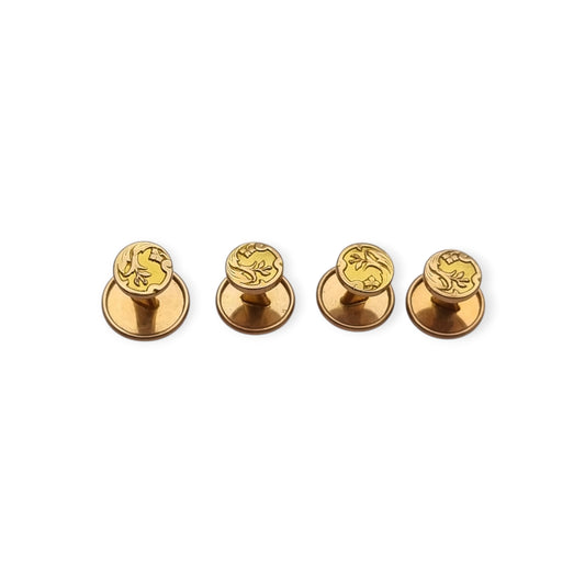 French Shirt Studs FIX Rolled Gold Art Nouveau Belle Époque Set of 4 c. 1900