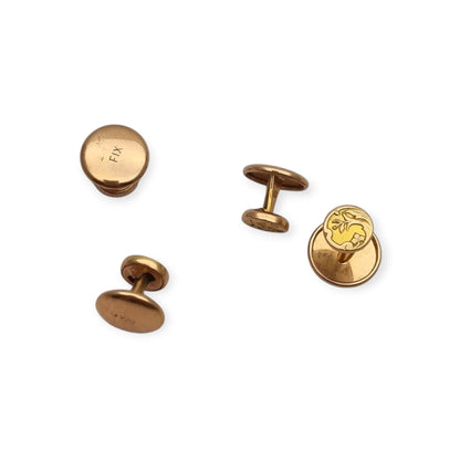 French Shirt Studs FIX Rolled Gold Art Nouveau Belle Époque Set of 4 c. 1900