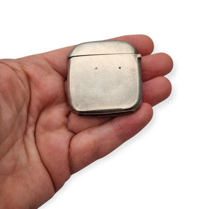 Belle Époque silver-plated pocket match safe, Neoclassical style circa 1890–1920