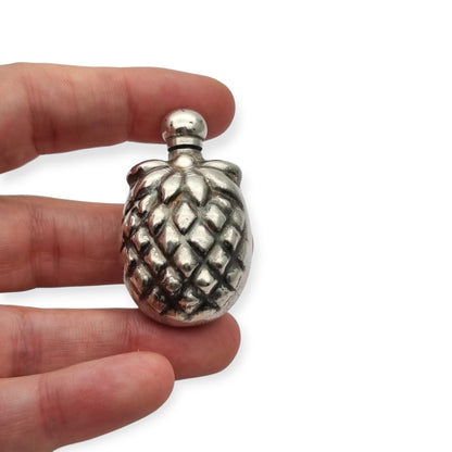 Sterling silver miniature perfume bottle in the form of a pineapple, circa 1970–1980