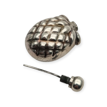 Sterling silver miniature perfume bottle in the form of a pineapple, circa 1970–1980