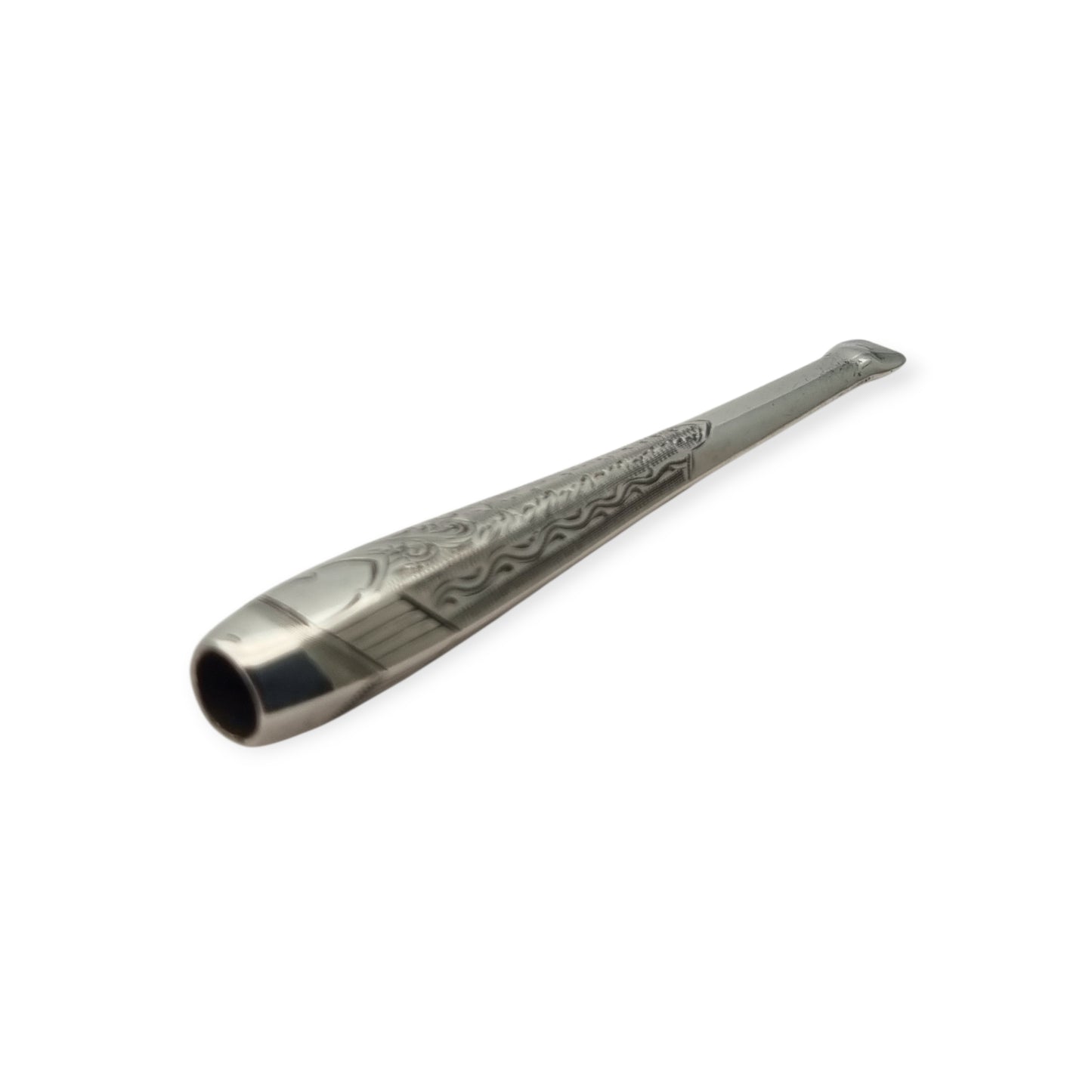 Antique Victorian cigarette holder in engraved silver with monogram cartouche, circa 1900-1925