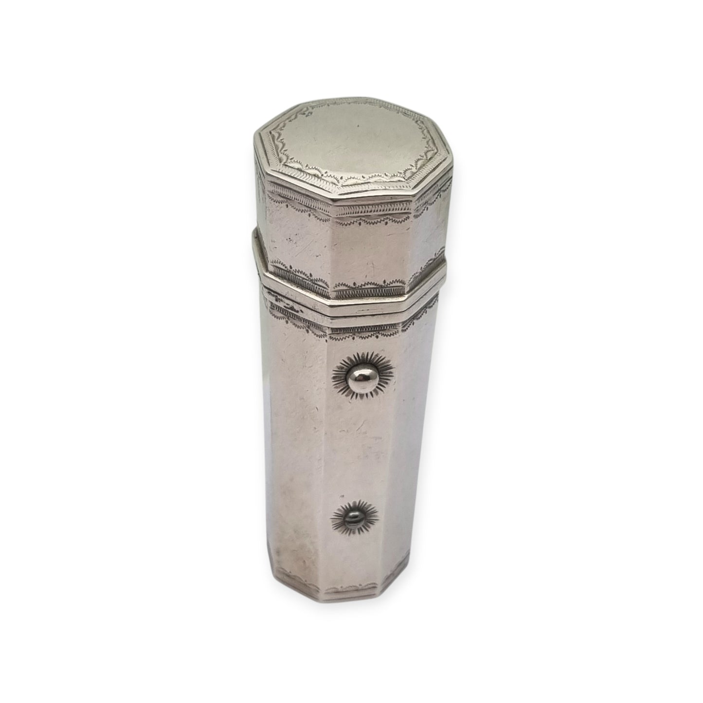 Georgian silver lancet case with complete set, collectible medical instruments, French Neoclassical circa 1790–1840