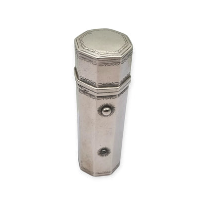Georgian silver lancet case with complete set, collectible medical instruments, French Neoclassical circa 1790–1840