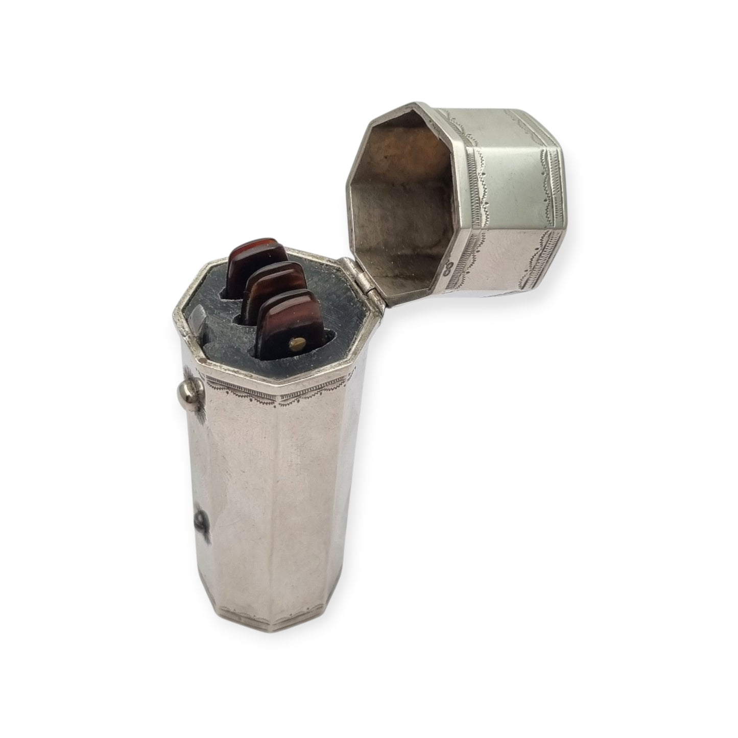 Georgian silver lancet case with complete set, collectible medical instruments, French Neoclassical circa 1790–1840