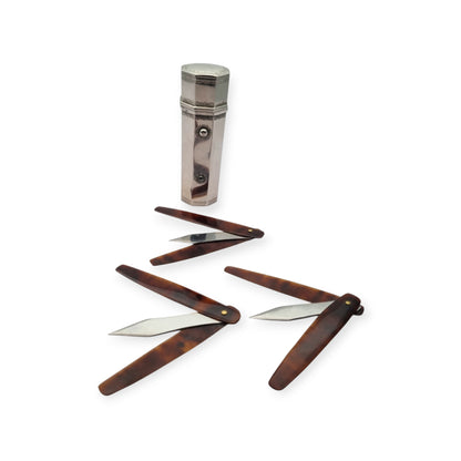 Georgian silver lancet case with complete set, collectible medical instruments, French Neoclassical circa 1790–1840