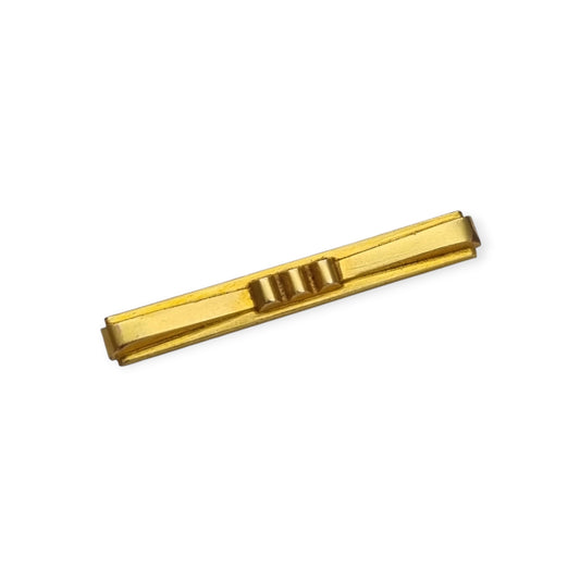 Broche barra MURAT francés en metal dorado, joyería Art Déco geométrica, ca. 1920–1940