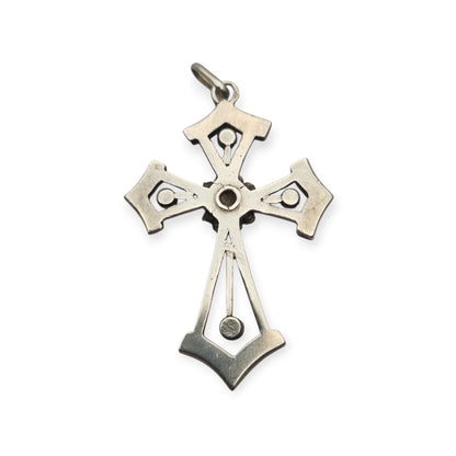 Cruz victoriana de plata con granates, pedrería y perlas, Renaissance Revival, ca. 1890–1900