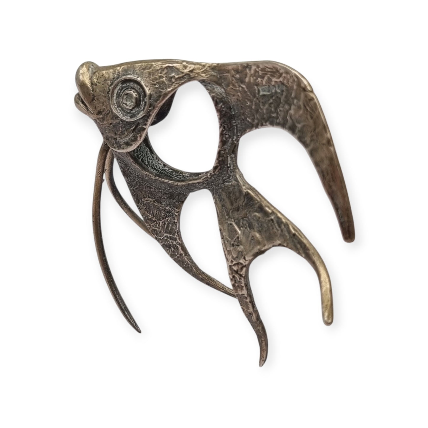Mid-Century Italian ornamental fish in 800 silver, Oreficeria Medicea 32 AR, sculptural modernism, c. 1959–1968