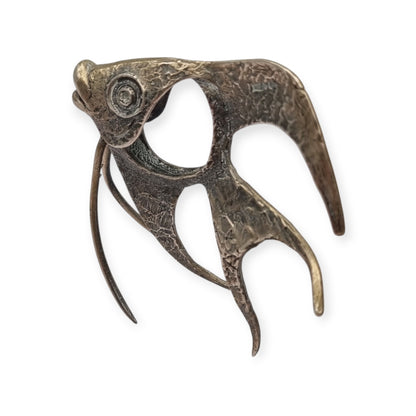 Mid-Century Italian ornamental fish in 800 silver, Oreficeria Medicea 32 AR, sculptural modernism, c. 1959–1968