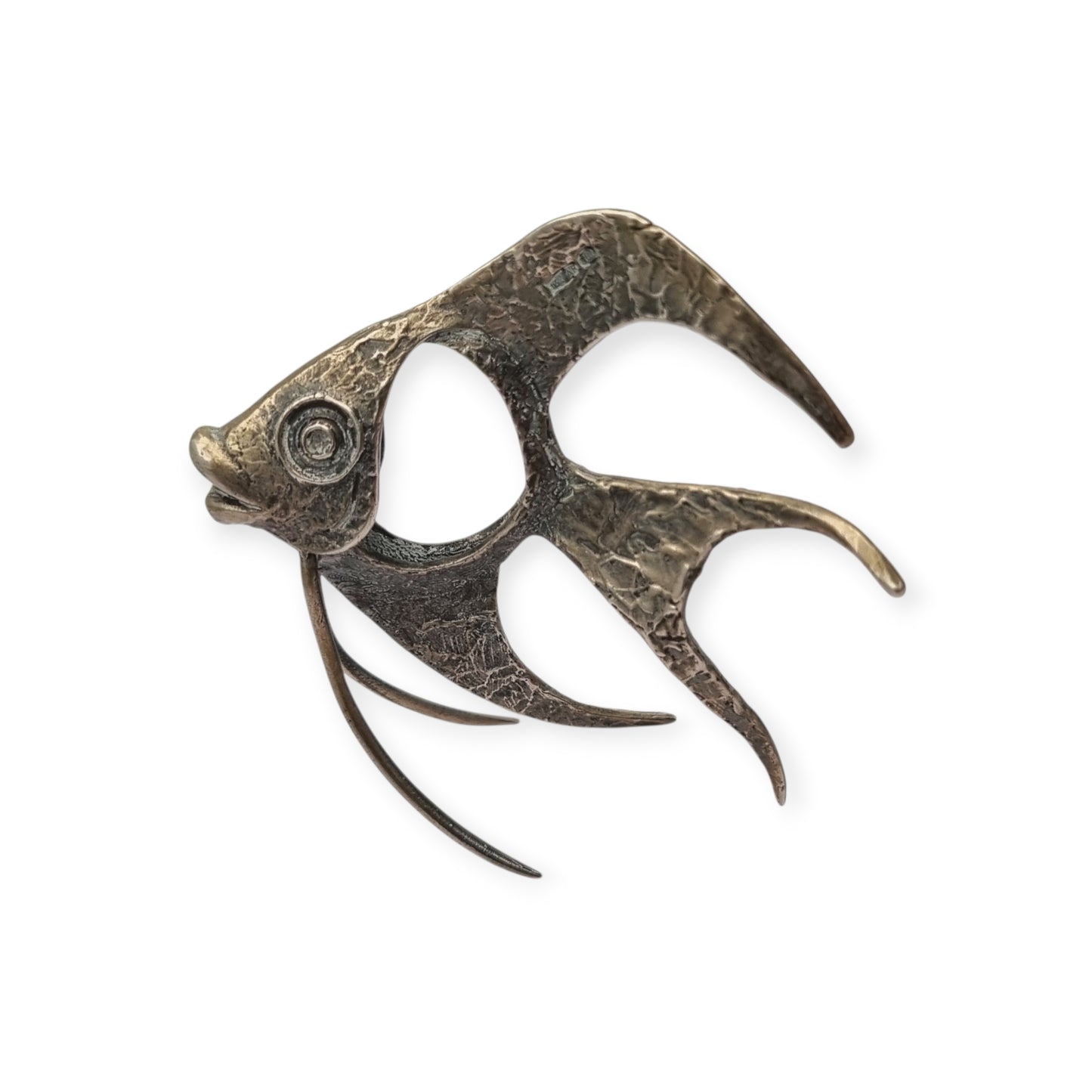 Mid-Century Italian ornamental fish in 800 silver, Oreficeria Medicea 32 AR, sculptural modernism, c. 1959–1968