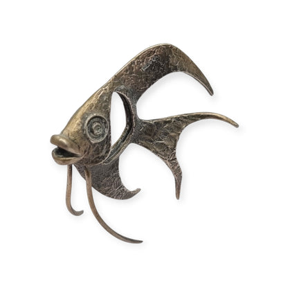 Mid-Century Italian ornamental fish in 800 silver, Oreficeria Medicea 32 AR, sculptural modernism, c. 1959–1968