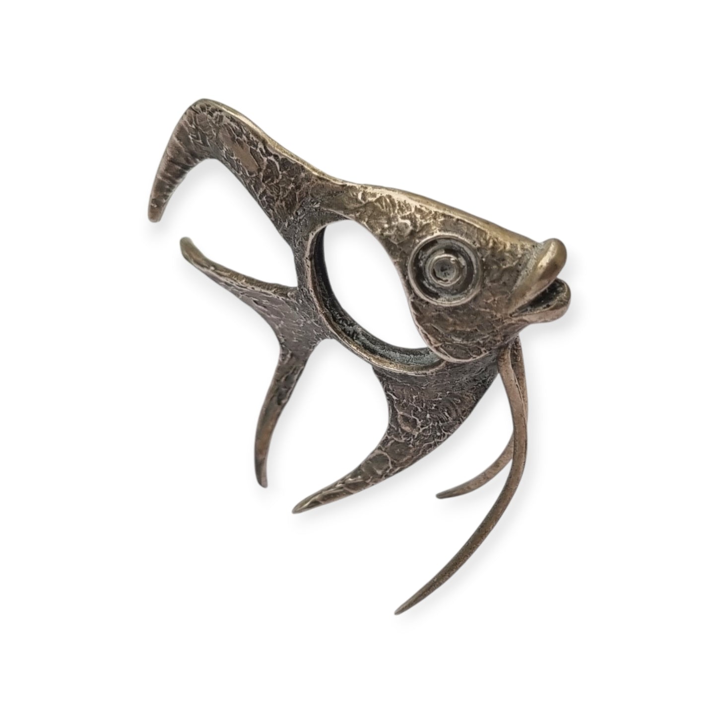 Mid-Century Italian ornamental fish in 800 silver, Oreficeria Medicea 32 AR, sculptural modernism, c. 1959–1968