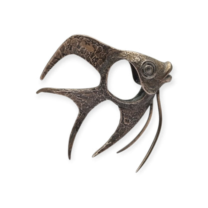 Mid-Century Italian ornamental fish in 800 silver, Oreficeria Medicea 32 AR, sculptural modernism, c. 1959–1968